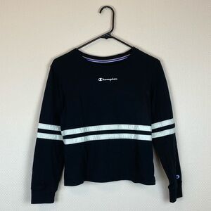 Champion Black Striped Ringer Long Sleeve Top Sz S